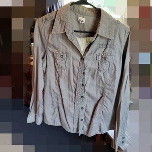 Mudd Olive Button Down Long Sleeve Shirt
